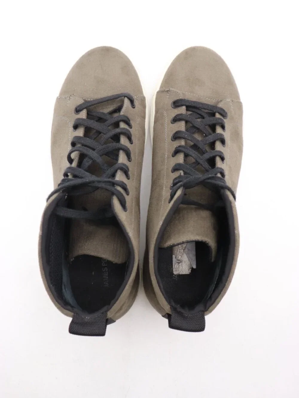 James Perse Men's Size 12 Sneakers Lace Up Gray Olive Green Suede Casual Shoes